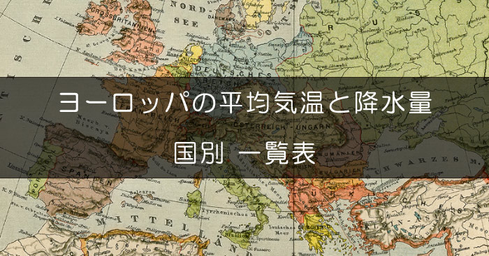 ヨーロッパ各国の平均気温と年間の気候 最高気温 最低気温 降水量 雨季 乾季一覧